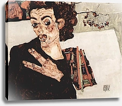Постер Шиле Эгон (Egon Schiele) Автопортрет с черным керамическим сосудом