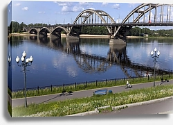 Постер Россия, Рыбинск. Мост через Волгу