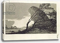 Постер Гойя Франсиско (Francisco de Goya) Landscape with Large Rocks, Buildings and Trees, before 1810
