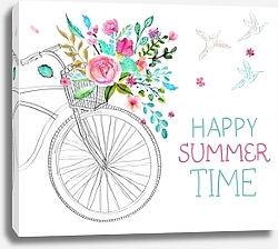 Постер Цветы и велосипед