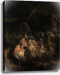 Постер Рембрандт (Rembrandt) Adoration of the Shepherds, 1646