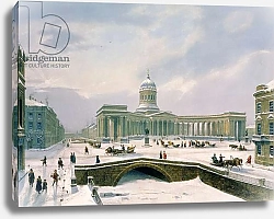 Постер Арнаут Луи (акв) Kazan Cathedral, St. Petersburg, printed by Lemercier, Paris, 1840s 1