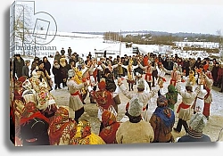 Постер A folk dance ensemble performing a traditional Christmas Eve winter round dance at the Poltavshchina Museum Reserve in Russia