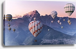 Постер Разноцветные воздушные шары над скалами