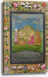 Постер Школа: Индийская 17в. Ms E-14 Humayun and Akbar with a vizier, from a Moraqqa