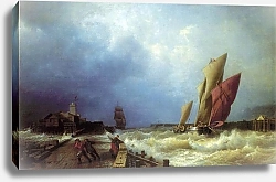 Постер Боголюбов Алексей Вход рыбачьего судна в бурю в гавань Сен-Валери