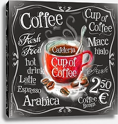 Постер Грифельная доска с чашкой кофе