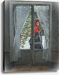 Постер Моне Клод (Claude Monet) Красный платок, портрет миссис Моне