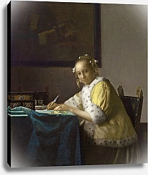 Постер Вермеер Ян (Jan Vermeer) A Lady Writing, c. 1665