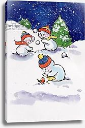 Постер Мэттьюз Диана (совр) Little Snowmen Snowballing, 1996
