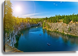 Постер Россия, Карелия. Мраморный каньон на закате