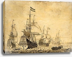 Постер Велде Виллем Старший Dutch war ships at sea