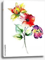 Постер Цветы мака, герберы и тюльпана