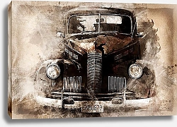 Постер Старый автомобиль на ретро-фоне 1