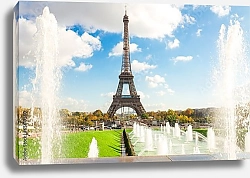 Постер Франция, Париж. Eiffel Tower and fountains of Trocadero