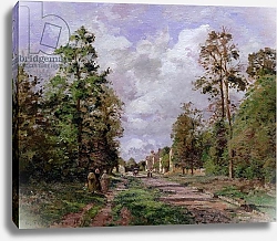 Постер Писсарро Камиль (Camille Pissarro) The road to Louveciennes at the edge of the wood, 1871