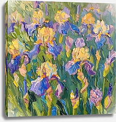 Постер Purple and yellow irises