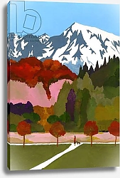 Постер Хируёки Исутзу (совр) Autumn leaves and snow mountains