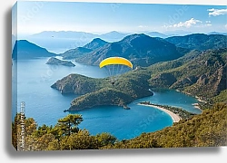 Постер Полет над лагуной Олюдениз. Морской пейзаж с видом на пляж