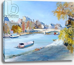 Постер Дюрхем Энн (совр) Barge sailing down the river Seine in Paris