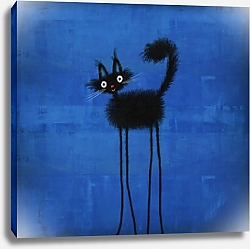 Постер Сикорский Андрей (совр) Черный пушистый кот с длинными тонкими ногами