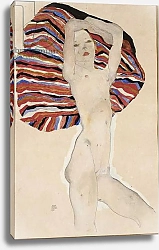 Постер Шиле Эгон (Egon Schiele) Nude against coloured material, 1911