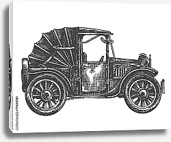 Постер Иллюстрация с ретро-автомобилем с откидным кузовом