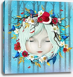 Постер Голова девушки в цветах