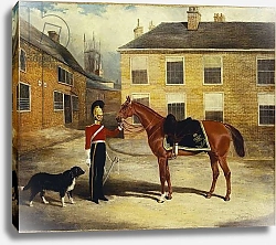 Постер Херринг Джон An Officer of the Dragoon Guards, Caribineers with his Mount in the Barrack's Stable Yard, 1839