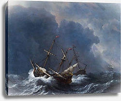 Постер Вельде Вильям Три корабля в шторм