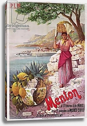 Постер Хьюго Алесси Travel poster advertising the Paris-Lyon-Mediterranee train line and holidays in Menton on the Cote d'Azur, c.1899