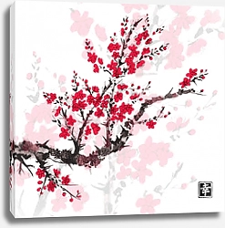 Постер Цветущая вишневая ветвь