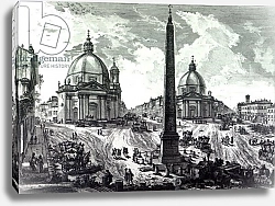 Постер Пиранези Джованни Veduta della Piazza del Popolo, c.1750