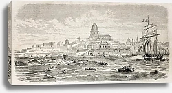 Постер Garibaldi's naval expedition of the Thousand landing in Marsala, Italy. Original, from Drawing of Pr