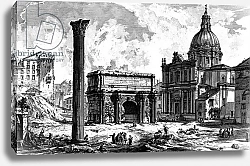 Постер Пиранези Джованни View of the Arch of Septimius Severus and the Church of Santi Luca e Martina