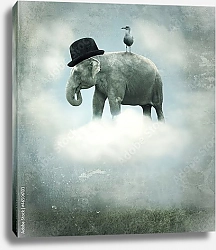 Постер Слон на облаке