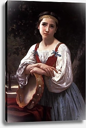 Постер Бугеро Вильям (Adolphe-William Bouguereau) Цыганская девочка с баскским бубном