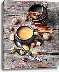 Постер Кофе с корицей и орехами
