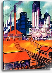 Постер Школа: Американская 20в. Нефтеперерабатывающий завод, США, 1951, трафаретная печать