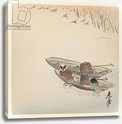 Постер Дзэсин Сибата Fisherman with Boy and Boats from the Series Hana Kurabe, c.1880