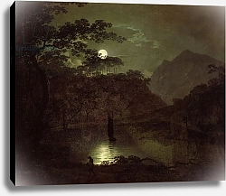 Постер Райт Джозеф A Lake by Moonlight, c.1780-82