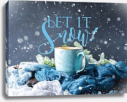 Постер Чашка горячего кофе в зимний зень