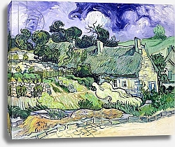 Постер Ван Гог Винсент (Vincent Van Gogh) Thatched cottages at Cordeville, Auvers-sur-Oise, 1890