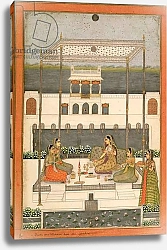 Постер Школа: Индийская 18в Evening party in the garden of a Mughal Palace, Lucknow or Murshidabad, West Bengal, 1760