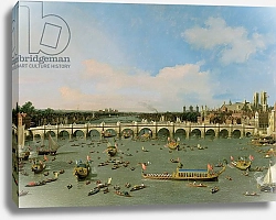 Постер Каналетто (Giovanni Antonio Canal) Westminster Bridge, London, With the Lord Mayor's Procession on the Thames