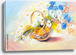 Постер Букет из весенних цветов в корзинке