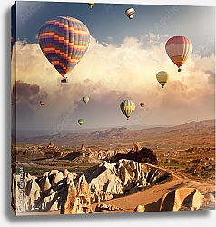 Постер Каппадокия, воздушные шары над долиной
