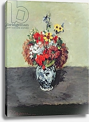 Постер Сезанн Поль (Paul Cezanne) Flowers in a Delft vase, c.1873-75