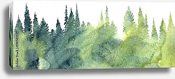 Постер Акварельный еловый лес