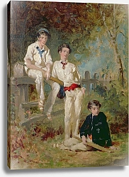 Постер Хикс Джордж Three Young Cricketers, c.1883